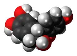 Space-filling model of the brazilin molecule