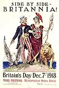 Britannia de braço dado com o Tio Sam: simboliza a Aliança Britânica-Americana da Primeira Guerra Mundial