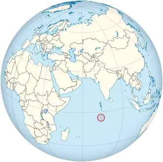 Localização do Território Britânico do Oceano Índico no mundo.