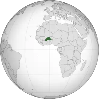 Localização do Burquina Fasso no globo