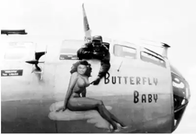 Nose art no B-29 "Butterfly Baby", c. 1947