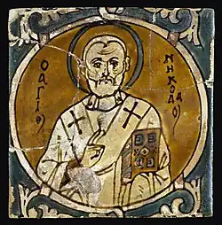 Ícone cerâmico bizantino de São Nicolau, século X