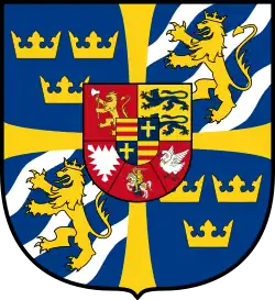 Brasão da Casa de Holsácia-Gottorp.