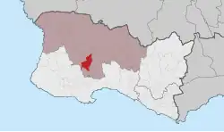 Localização na freguesia de Alcabideche e no Município de Cascais.