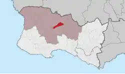 Localização na freguesia de Alcabideche e no concelho de Cascais.