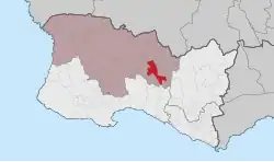 Localização na freguesia de Alcabideche e no concelho de Cascais.