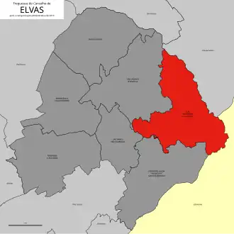 Localização no município de Elvas