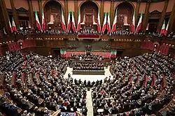Sessão da Câmara dos Deputados, no Palazzo Montecitorio.
