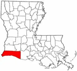 Localização da paróquia no Estado de Louisiana