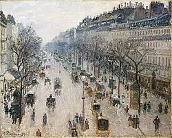 The Boulevard Montmartre on an Winter Morning (1897), Camille Pissarro, no Metropolitan Museum of Art, em Nova Iorque