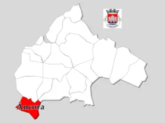 Localização no município de Caminha