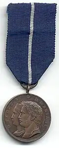 Medalha de D. Pedro e D. Maria (anverso).