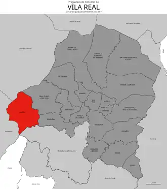 Localização no município de Vila Real