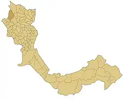 Bairro Campestre em destaque no mapa do município de Santo André