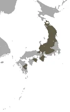 Distribuição territorial do serau-japonês, no Arquipélago Japonês