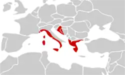 Distribuição do Potamon fluviatile