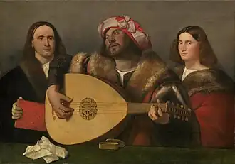 Giovanni Cariani, O Concerto, c. 1518-1520.[152] Galeria Nacional de Arte, Washington[n].