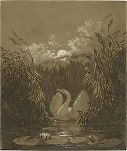 Um ganso entre os juncos, ao luar. 1852