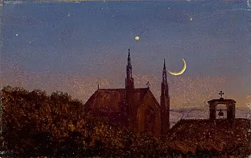 Igreja Gótica à Noite. c. 1840