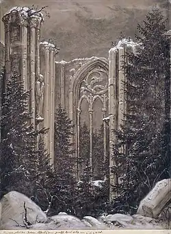 Uma ruína gótica em Kirche im Wald. 1869