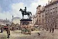 Carl Wenzel Zajicek: "Vida no mercado em frente ao Monumento Radetzky Am Hof em Viena", cerca de 1890
