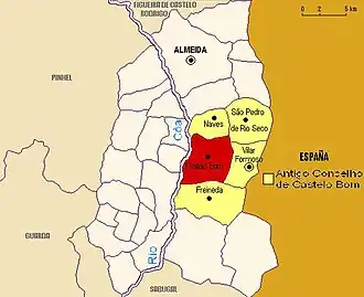 Localização no município de Almeida