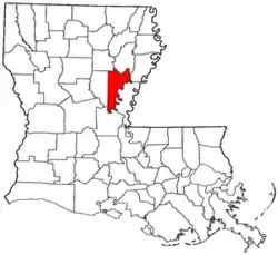 Localização da paróquia no Estado de Louisiana