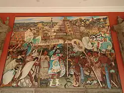 Mural mostrando as celebrações e cerimônias de Totonaca, Palacio Nacional, Cidade do México
