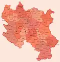 Map of municipalities of Central Serbia