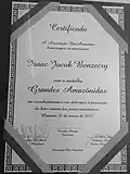 Certificado da "Medalha Grandes Amazônidas"