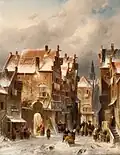 Rua nevada em Haarlem de Charles Leickert