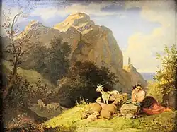 Pastora de cabras no vale próximo a Amalfi