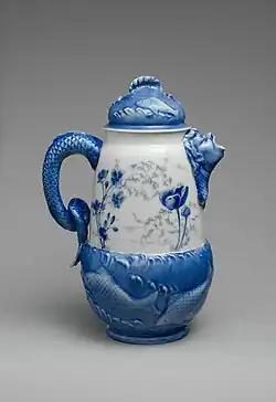 Pote de chocolate em porcelana azul e branca (1890-1896), Metropolitan Museum of Art, Nova Iorque.