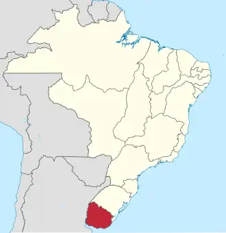 Imagem de um mapa focando no Brasil Império, destacando a província da Cisplatina.