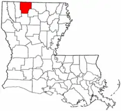 Localização da paróquia no Estado de Louisiana