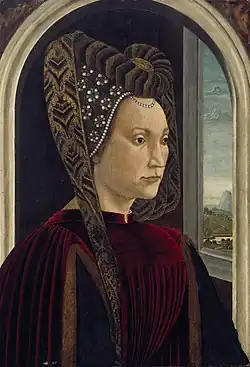 Domenico Ghirlandaio, um presumido Retrato de Clarice Orsini, esposa de Lorenzo, o Magnífico, posterior a 1494