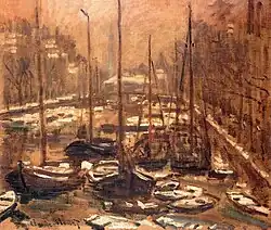 Claude Monet. Geldersekade de Amsterdã no inverno, 1871-1874.