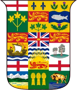 Brasão canadense como visto no emblema vermelho de 1907