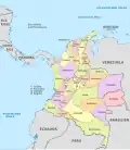 Mapa dos departamentos da Colômbia
