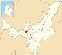 Localização da Vila de Leiva no departamento de Boyacá