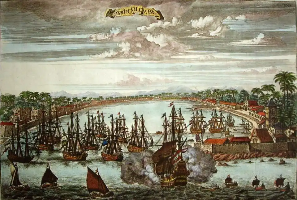 Colombo Neerlandês, baseado em uma gravura por volta de 1680.
