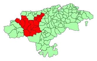 Mapa da comarca na Cantábria conforme a lei de comarcas de 1999[1]