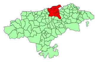 Mapa da comarca na Cantábria