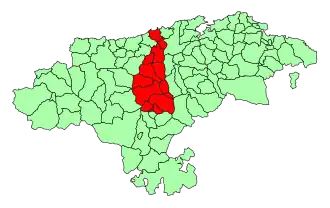Mapa da comarca na Cantábria