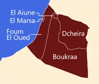 Os municípios e comunas da província