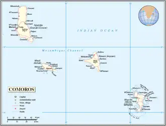 Localização de Território das Comores