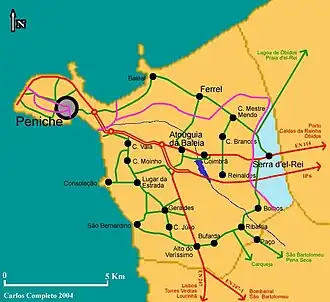Localização no município de Peniche