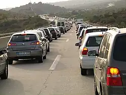 Engarrafamento em autoestrada, Portugal.