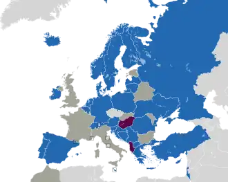 Um mapa colorido dos países da Europa