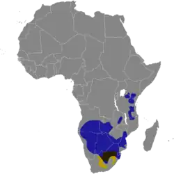 Distribuição das espécies de gnu Gnu-de-cauda-branca Gnu-de-cauda-preta Sobreposição entre as espécies
